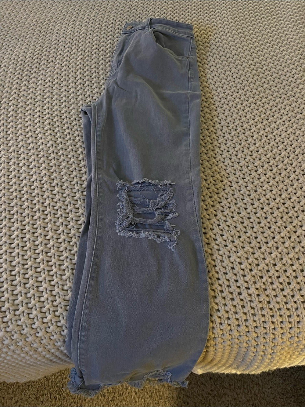 Zenana Outfitters Cropped Distressed Ankle Jeans - Slate Blue/sage